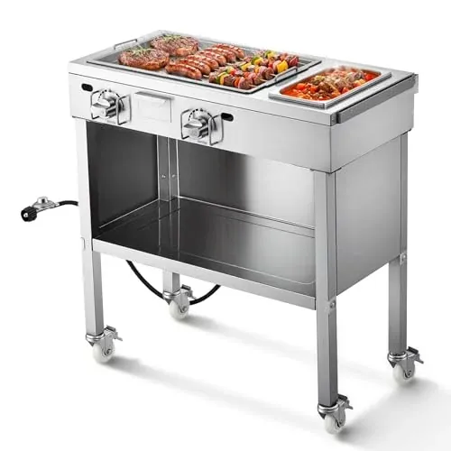 VEVOR Outdoor Propane Griddle 2 Burners 11,600 BTU Each