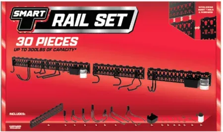 30-Piece Smart T Garage Storage Rail Set