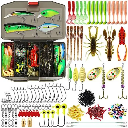 128-Pc TRUSCEND Tackle Box Kit w/ Lures, Baits, Hooks & More