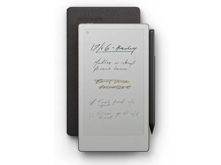 Refurbished reMarkable Paper Pro Move Bundle with Marker Plus and Gray Polymer Weave Folio Cover