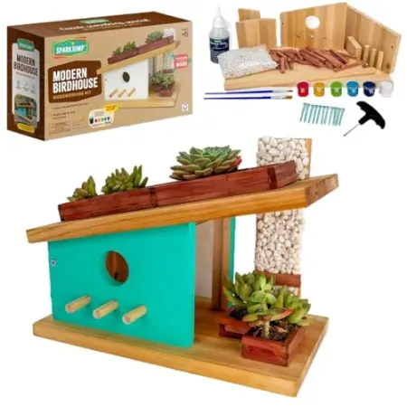Modern Birdhouse DIY Woodworking Kit