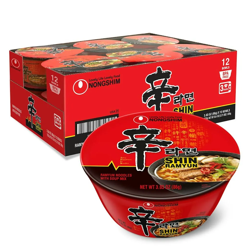 Nongshim Shin Ramyun Beef Bowl Noodles 12-Pack