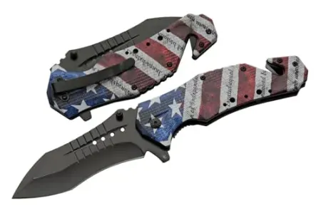SZCO 8" USA Flag Folding Pocketknife w/ Clip