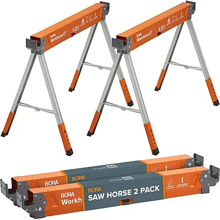 Prime Members: 2-Pk BORA Workhorse XT Adjustable Folding Heavy Duty Sawhorses