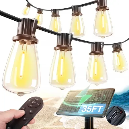 35' addlon Dimmable Solar String Shatterproof Lights w/ Remote