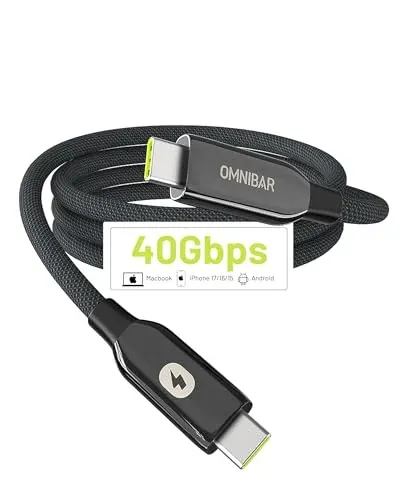 Omnibar 240W USB C to USB C Cable 3FT, USB4 40Gbps