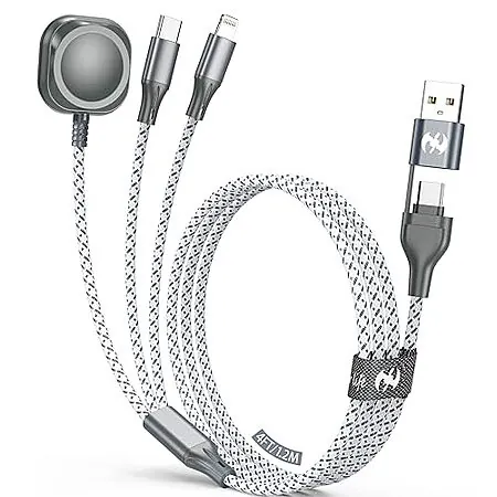 4-ft IDISON 3-in-2 Apple Watch, Lightning & USB-C to USB-C / A Charging Cable