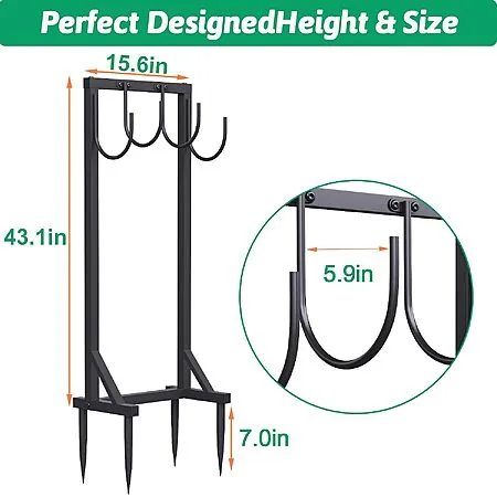 43" COZEER Freestanding Metal Garden Hose Holder Stand (Black)