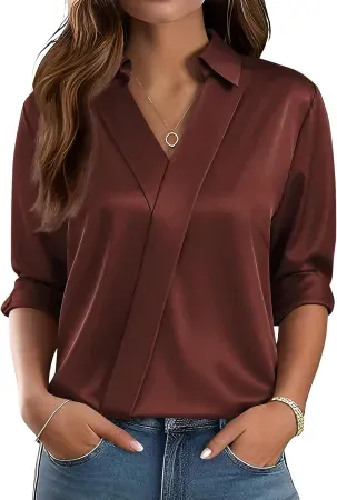 LOMON Women's Satin Blouse