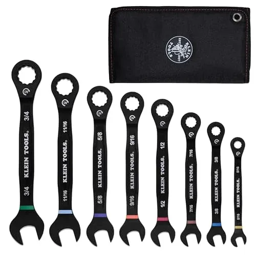 Klein Tools SAE Ratcheting Combination Wrench Set 8-Piece