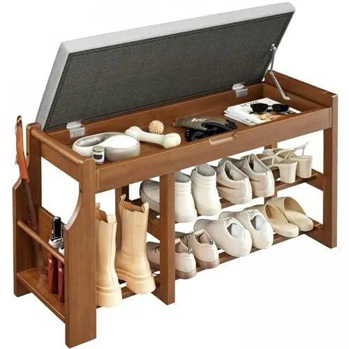 Pipishell 34" Pine Wood Entryway Shoe Bench