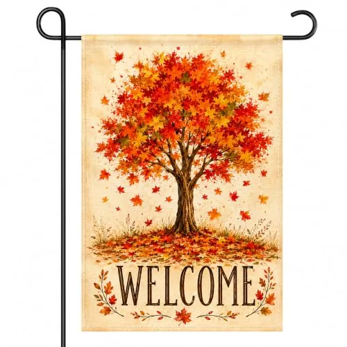 Fall Maple Tree Welcome Garden Flag