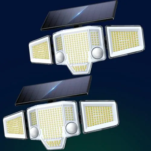 2-Pack TuyLuxe 4000LM Solar Flood Lights w/ Dual Motion Sensor & 300° Wide Beam