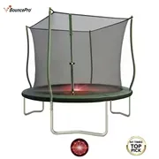 Sportspower BouncePro 10ft Trampoline Meets ASTM Safety Standards, Heavy-Duty Rust-Resistant Steel Frame, UV-Resistant Jump Mat, Safety Net & LED Flashing Undermat Light
