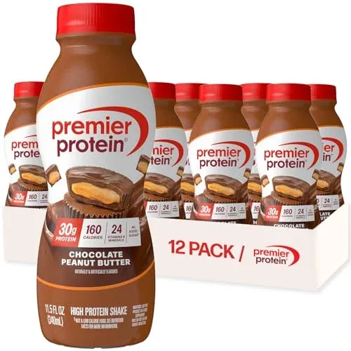 Premier Protein Shake 12-Pack 11.5oz with 30g Protein (Chocolate Peanut Butter)