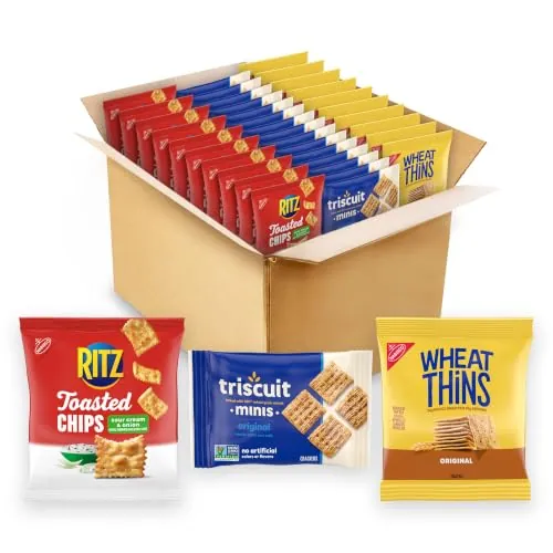Nabisco Crackers Variety Pack, 3 Flavors, 40 Snack Packs | RITZ Toasted Chips, Wheat Thins Snacks Whole Grain Wheat Crackers,Triscuit Minis Whole Grain Wheat Vegan Crackers