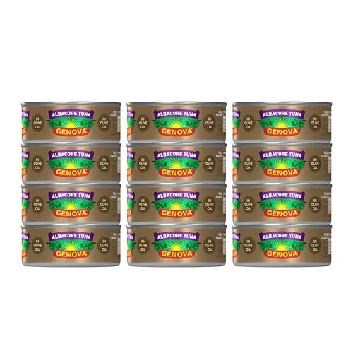 Genova Premium Wild Caught Albacore Solid White Tuna in Olive Oil 12-Pack