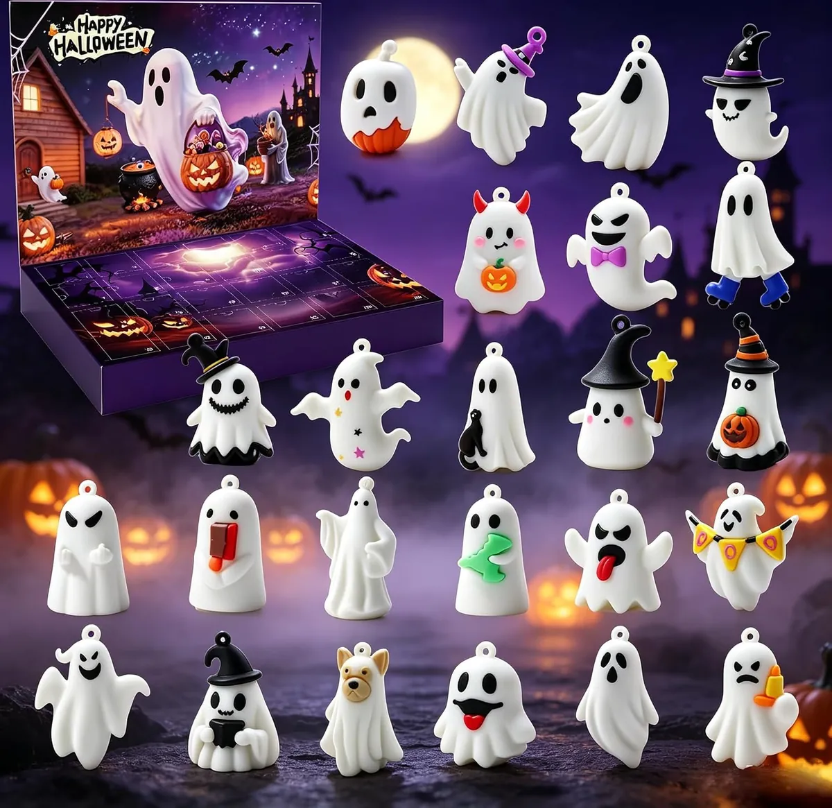 Skyroad Halloween Countdown Calendar w/ 24 Collectible Ghost Figures