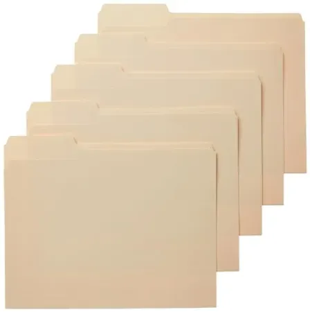 100-Pack Amazon Basics 1/3 Cut Tab Manila File Folders