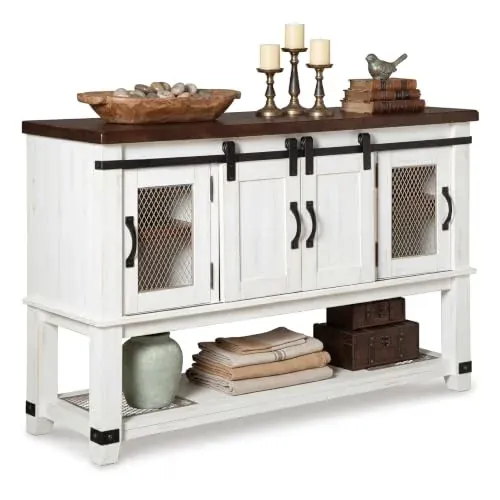 Signature Design by Ashley Valebeck Buffet Sideboard Farmhouse Coffee Bar