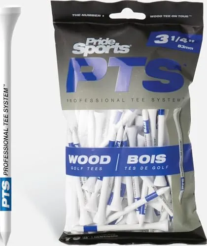 PrideSports PTS Wood Golf Tees 75 Count, 3-1/4 Inch