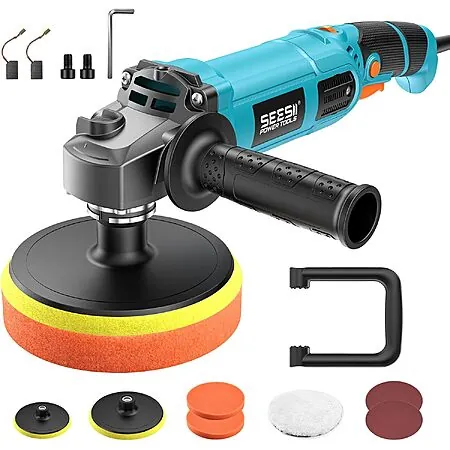 Seesii 6/7" Variable Speed Corded Rotary Car Buffer Polisher Kit