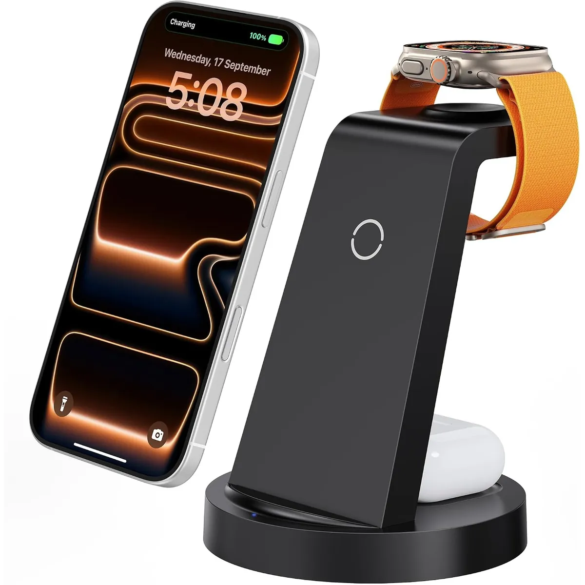 iPhone and Apple Watch Anlmz 3-in-1 Charging Station