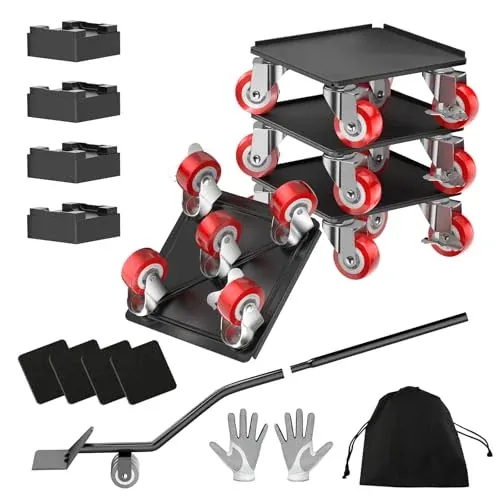 Loyal Tiger 4-Pack 1000-Lb Capacity Furniture Dolly Movers with Swivel Wheels & Lifter Pry Bar