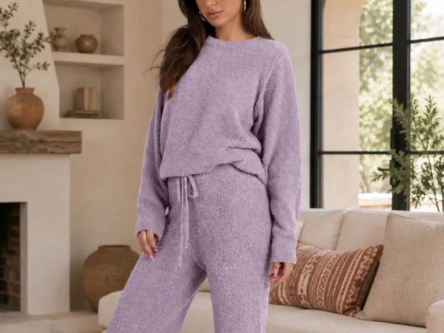 ANRABESS Women’s Fuzzy Fleece Lounge Set