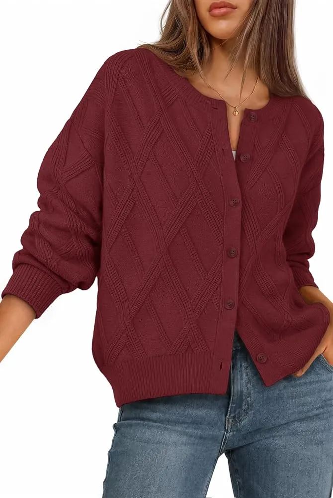 MEROKEETY Textured Cardigan Sweater