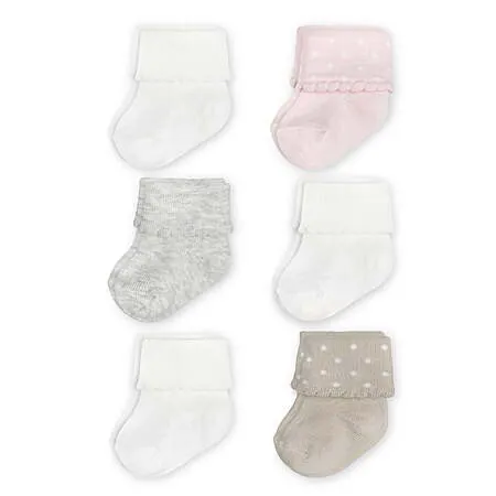 6-Pairs Carter's Child of Mine Baby Girl Folded Cuff Socks (6-12 Months)