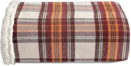 Eddie Bauer 60" x 50" Reversible Flannel / Faux Shearling Throw Blanket