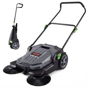 VEVOR Walk-behind Hand Push Floor Sweeper 25.6" Sweeping Width 5-Gallon Waste Container