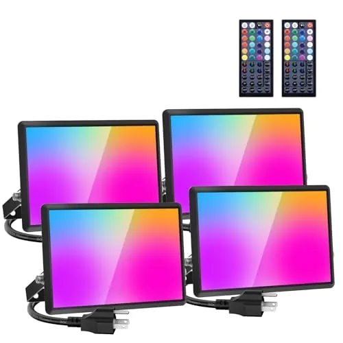 Olafus 40W RGB LED Flood Lights 4-Pack