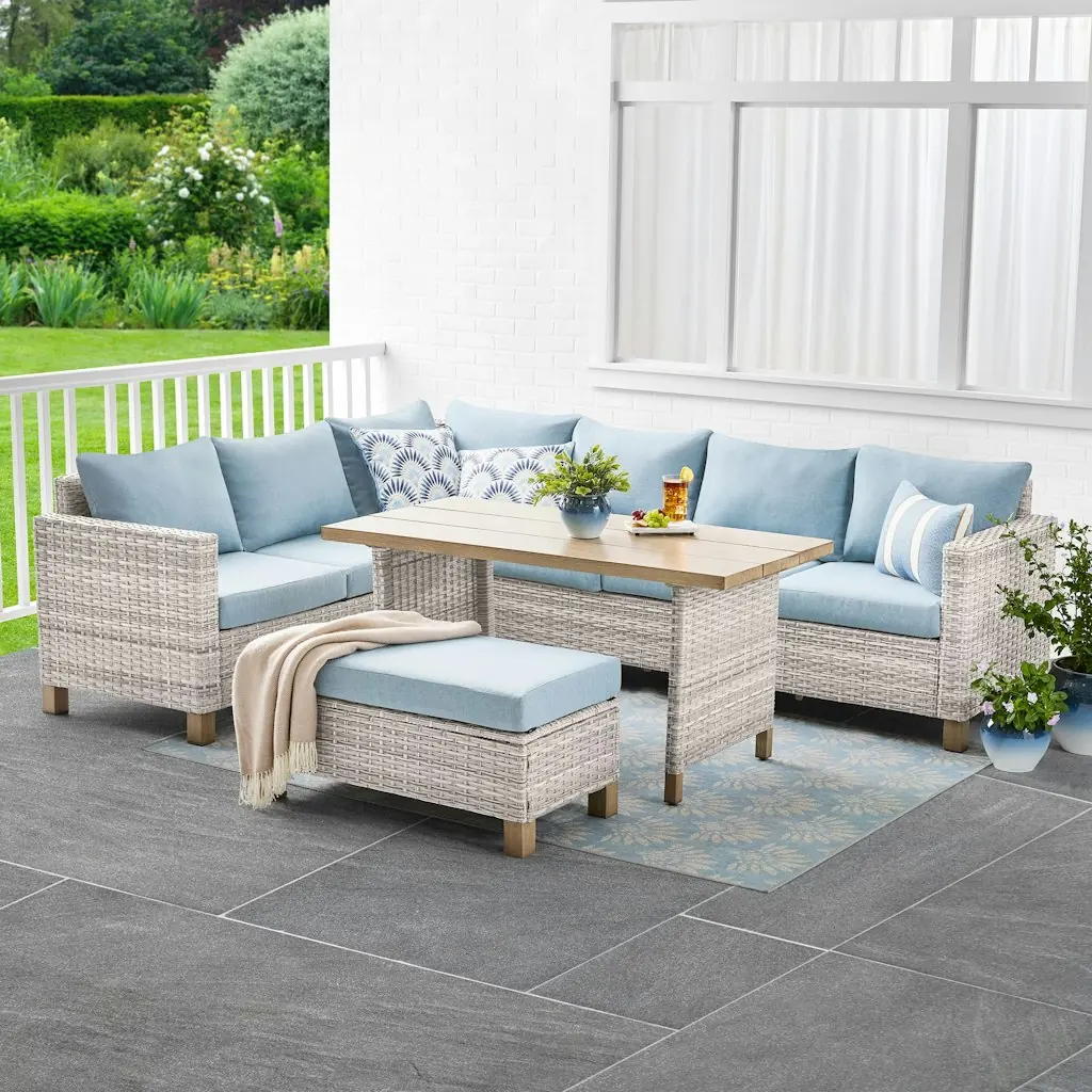 Better Homes & Gardens Brookbury Steel Resin Wicker 4-Piece Outdoor Sectional Set