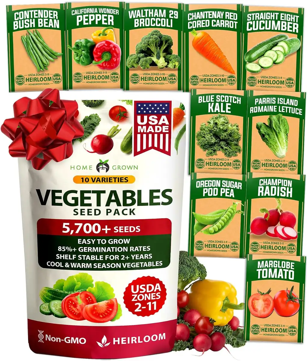 Home Grown Heirloom Vegetable Seeds 10-Pack