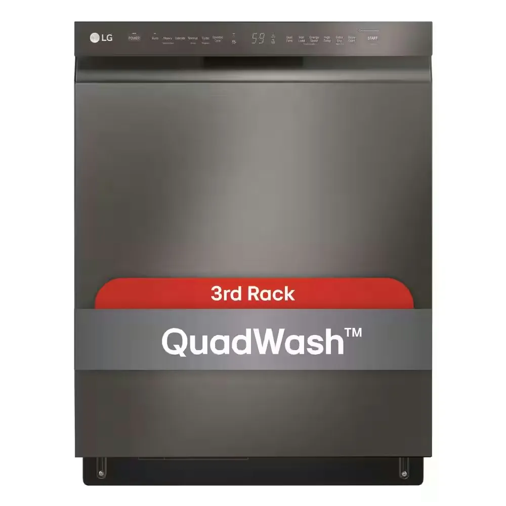 LG PrintProof Black Stainless Steel Front Control 24" Dishwasher