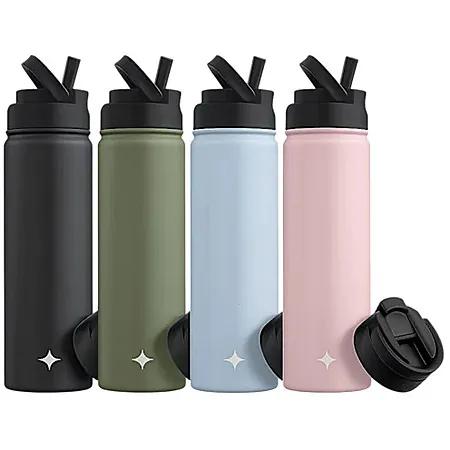 4-Pk 22oz. JoyJolt Insulated Stainless Bottles w/ Flip Lids (various colors)