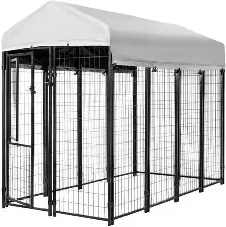 KennelMaster Welded Wire Dog Kennel with Waterproof Cover (8' L x 4' W x 6' H)