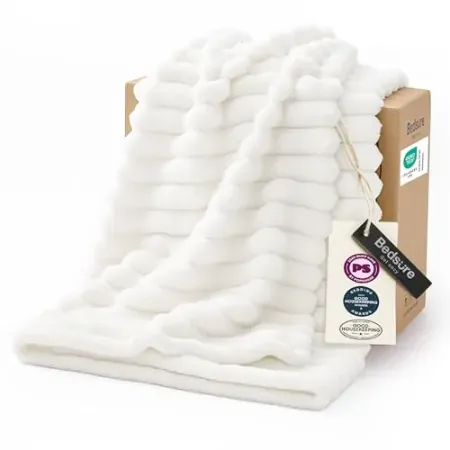 Bedsure GentleSoft 50" x 60" White Throw Blanket