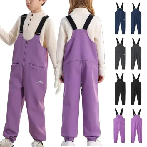 Kids Ski Bib Snow Pants Waterproof Adjustable 6-14Y