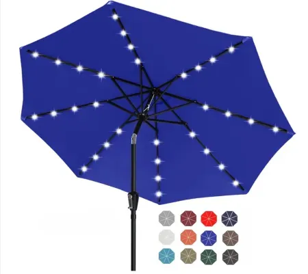 ABCCANOPY 11' Solar Led Patio Umbrella w/ 32 Lights, 45° Tilt
