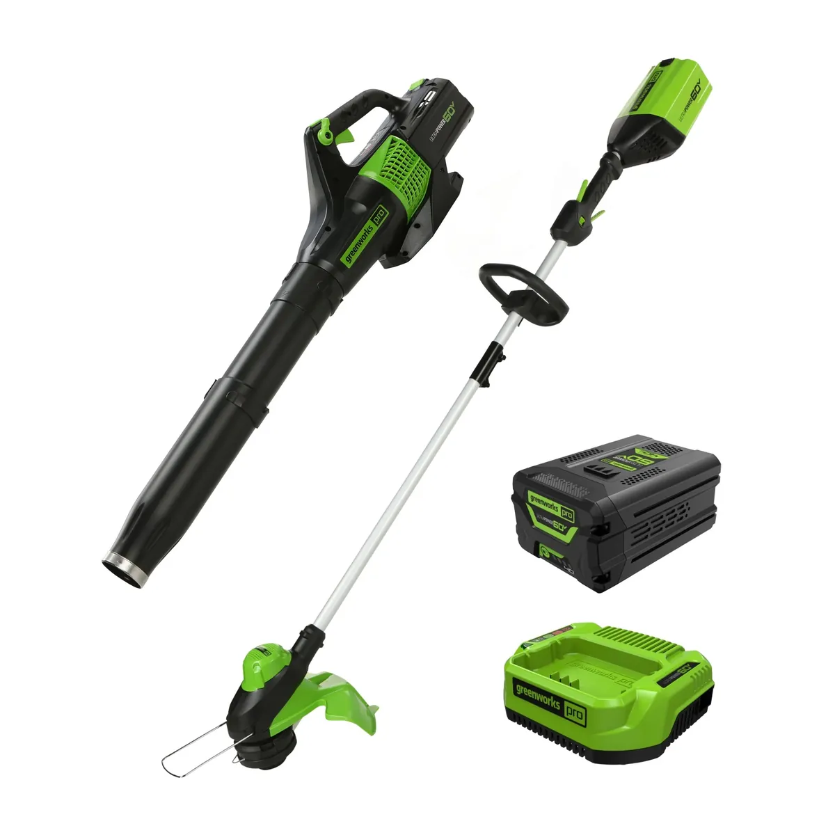 Greenworks 60V 13" Cordless Battery String Trimmer & 540 CFM Leaf Blower Combo Kit w/ 4.0Ah Battery & Charger