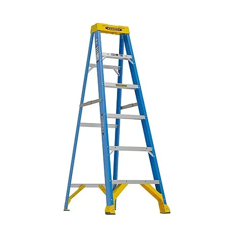 6' Werner Fiberglass Step Type 1 250 lb Load Capacity Ladder (10' Reach Height)