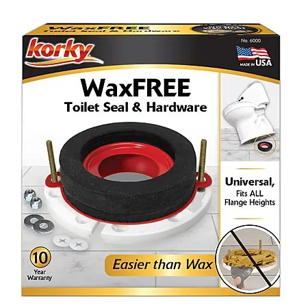 Korky 6000BP Universal Toilet Wax Free Seal w/ Hardware