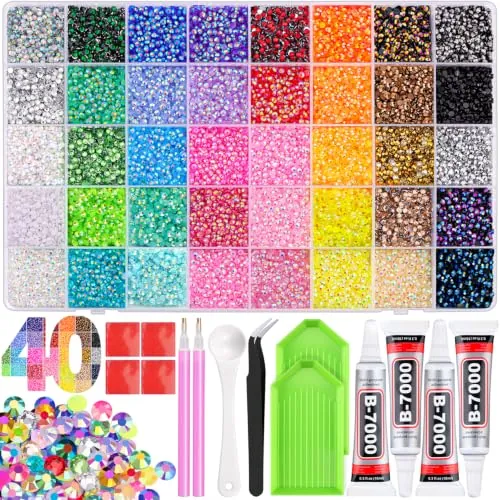 50000-Piece 3mm Jelly Rhinestones Bedazzling Kit
