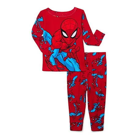 2-Pc Cartoon Toddlers' Long Sleeve Pajamas (Spiderman, Cars & More)