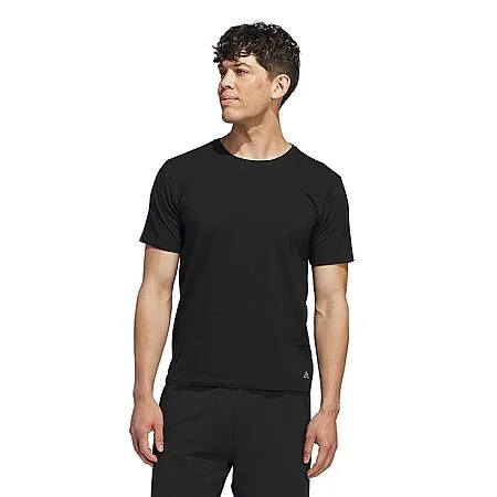 2-Pk adidas Men's Stretch Cotton Crew Neck T-Shirts (Black)