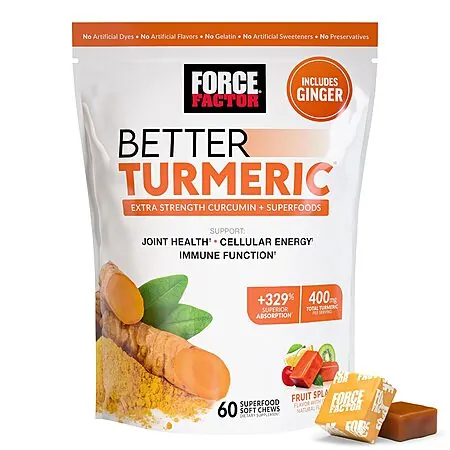 Select Accts: 60-Ct Force Factor Better Turmeric Soft Chews (Fruit Splash)