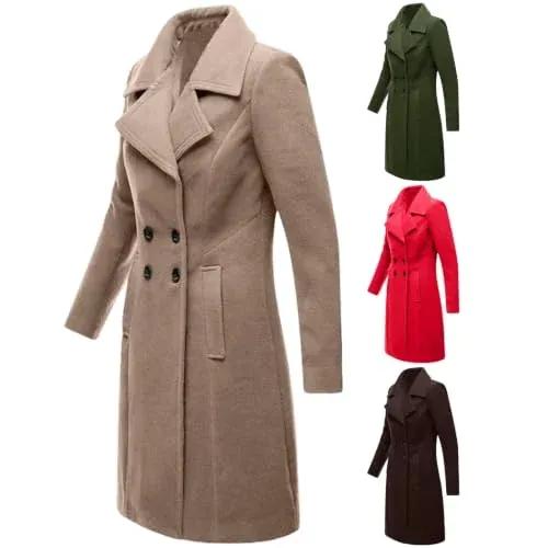 Women Winter Coats Mid Length Pea Coat
